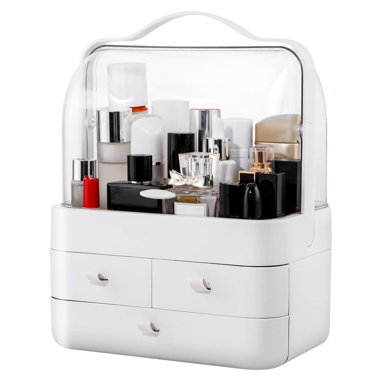 Frendorf | 3-stufige Makeup-Organizer Kosmetikaufbewahrungsbox mit staubdichtem wasserdichtem Deckel
