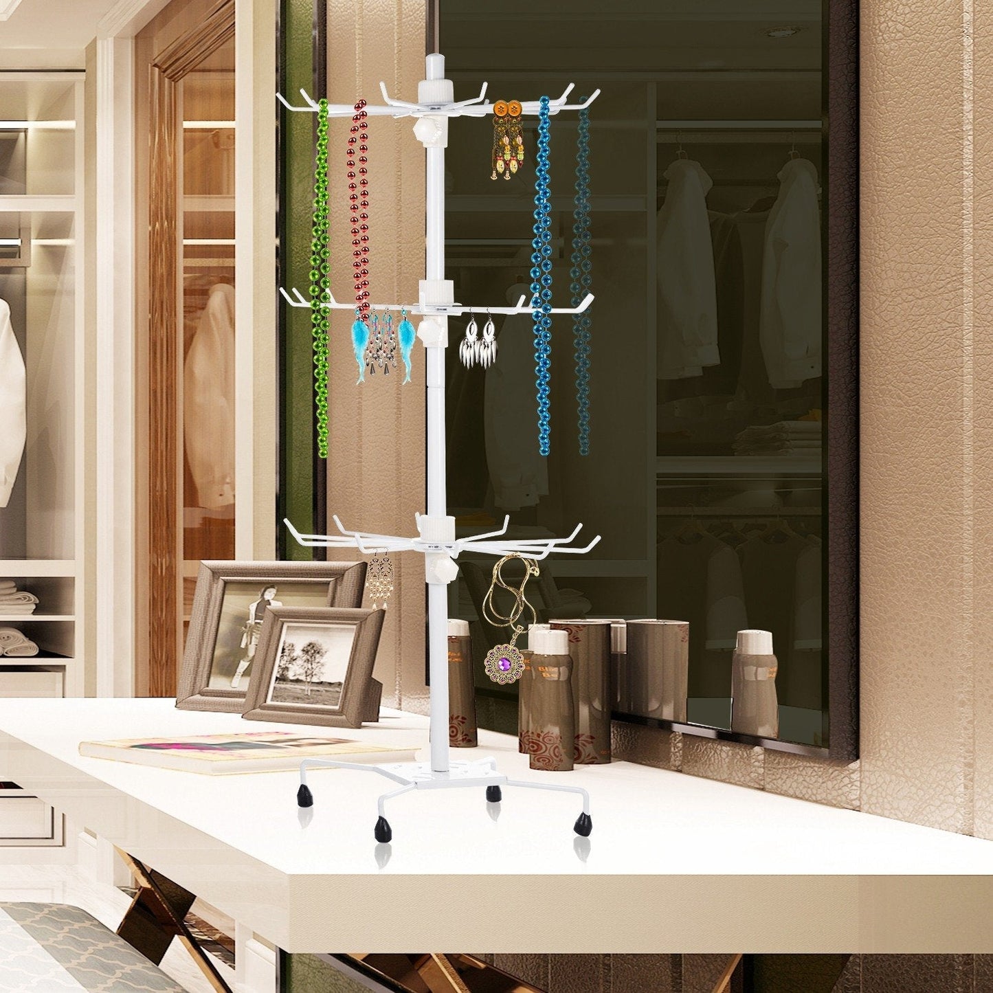 Frendorf | 3-Tier Metall Schmuck Rack 30-Haken Halsketten Armbänder Ausstellungsständer