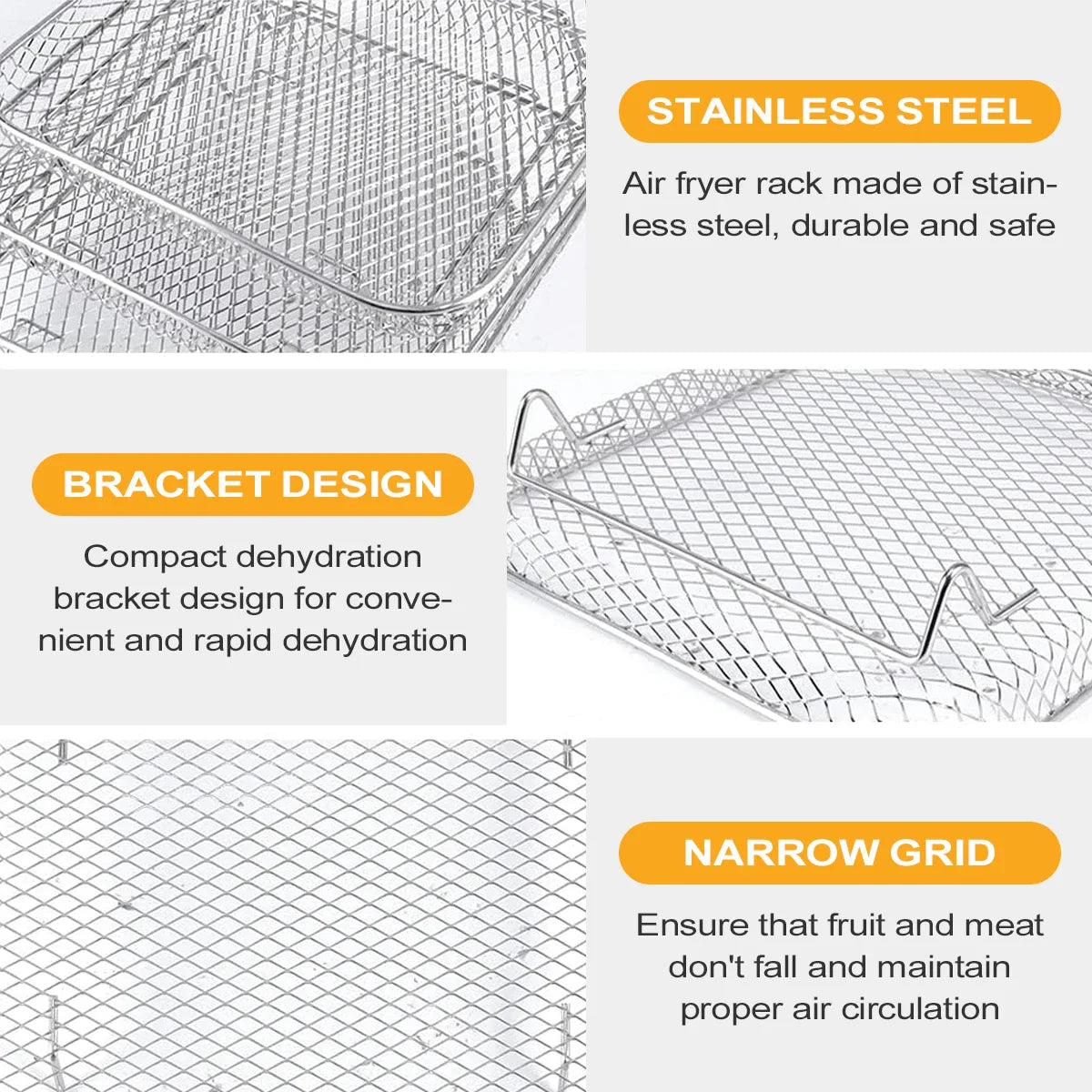 Frendorf | 3-Tier Edelstahl Air Fryer Rack Universelles Stapelbares Zubehör