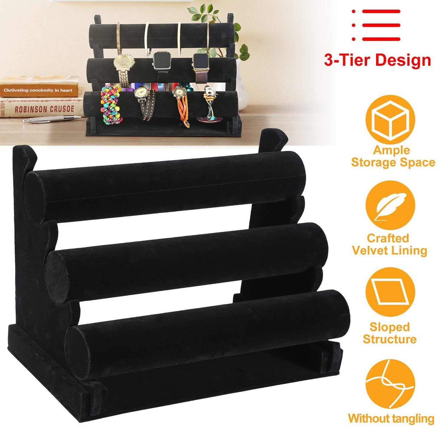 Frendorf | 3-Tier Samt Schmuckständer