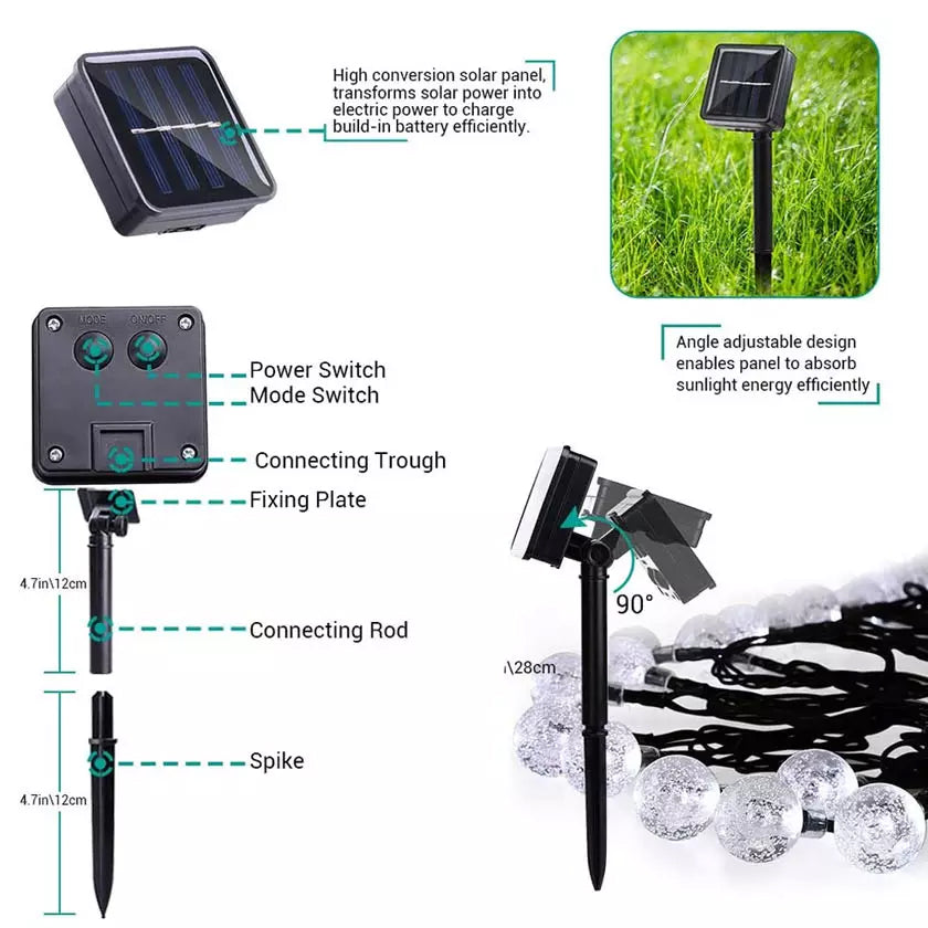 Frendorf | 30 LED Solar Lichterkette Balllichter Außen Wasserdicht Garten Dekor