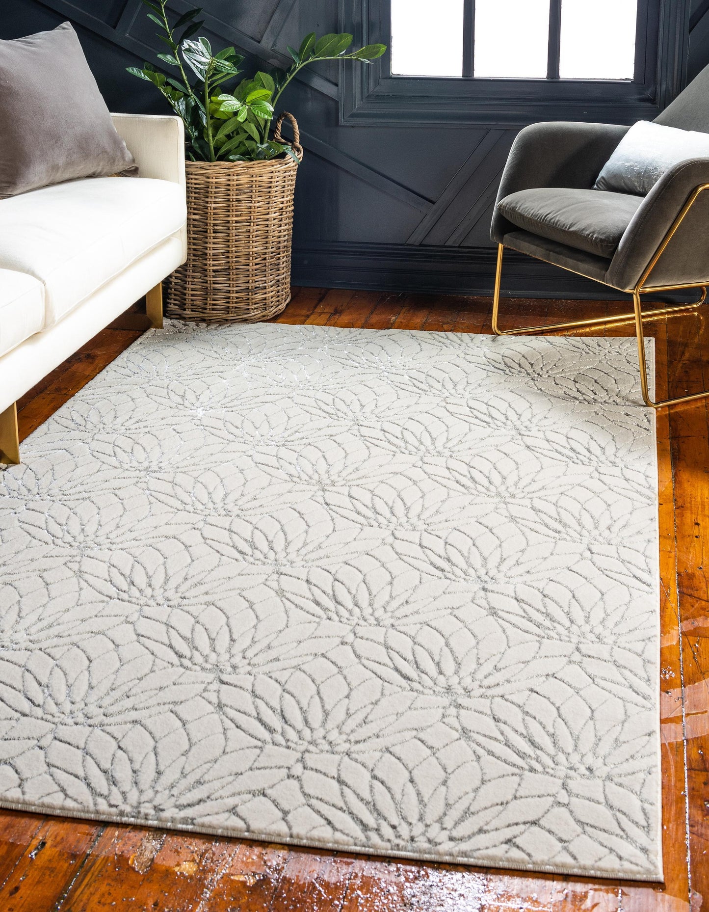 Frendorf | Floriva Lotusblumen-Teppich | Luxus-Design | Hochwertige Musterung | Wohn- & Schlafzimmer-Deko