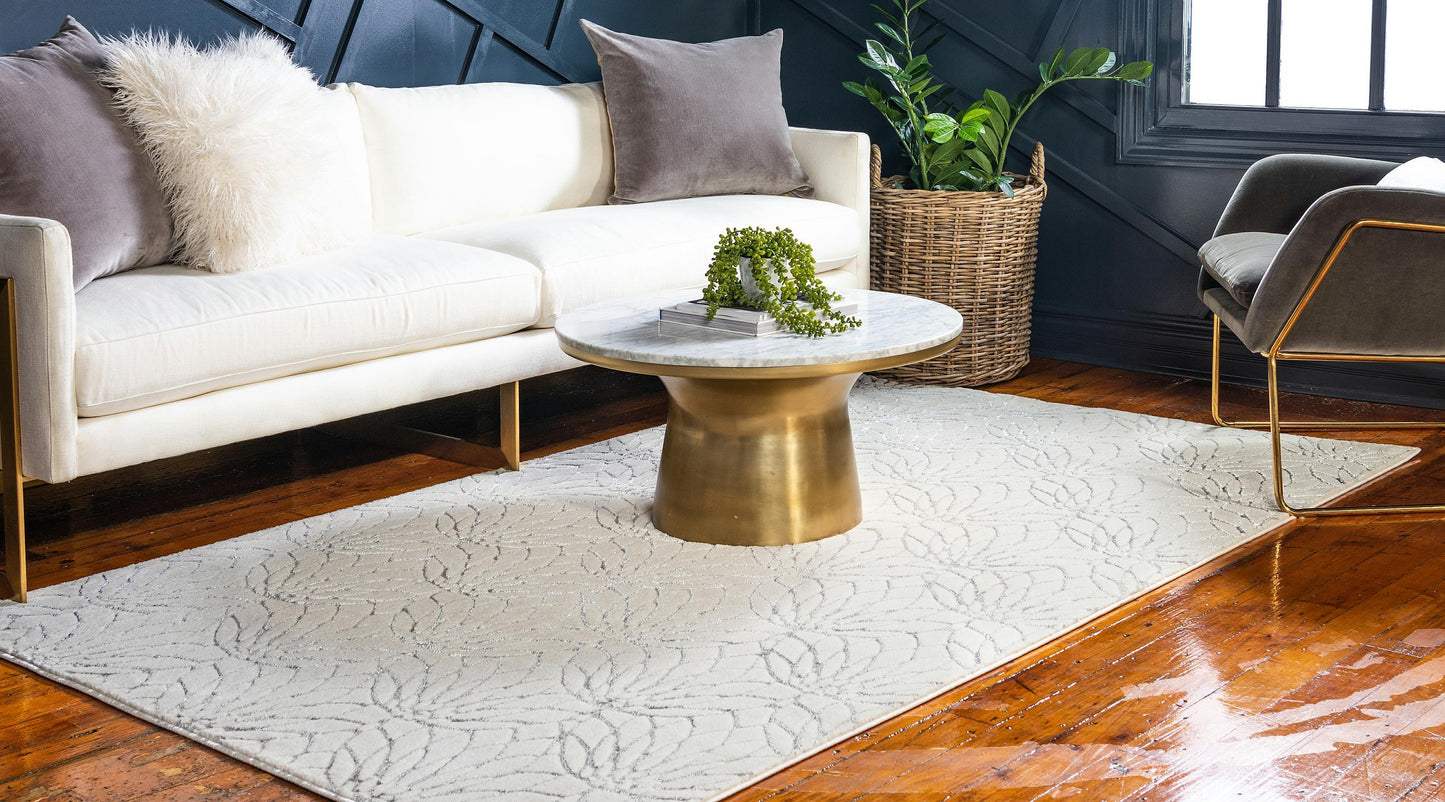 Frendorf | Floriva Lotusblumen-Teppich | Luxus-Design | Hochwertige Musterung | Wohn- & Schlafzimmer-Deko