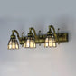 Frendorf | Glas-in-lood Koepel Wandverlichting met Vierkante/Bluetooth Vierkant Patroon en Lineaire Achterplaat Vintage Retro 3 Licht Scone Verlichting in Koper/Antieke Messing/Messing