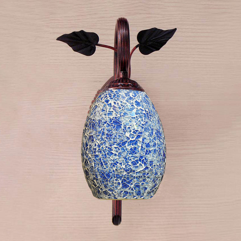 Frendorf | Blaue Glas Wandlampe Verlängerte Kuppel 1 Licht Mediterrane Wandleuchte für Esszimmer