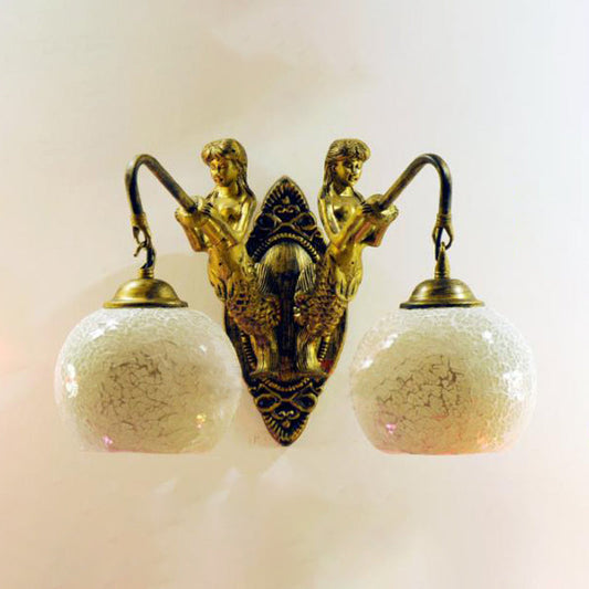 Frendorf | Mermaid Wandverlichting Idee 2 Lichten Handgeslepen Glas Barok Wandlamp in Wit/Geel/Oranje voor Woonkamer