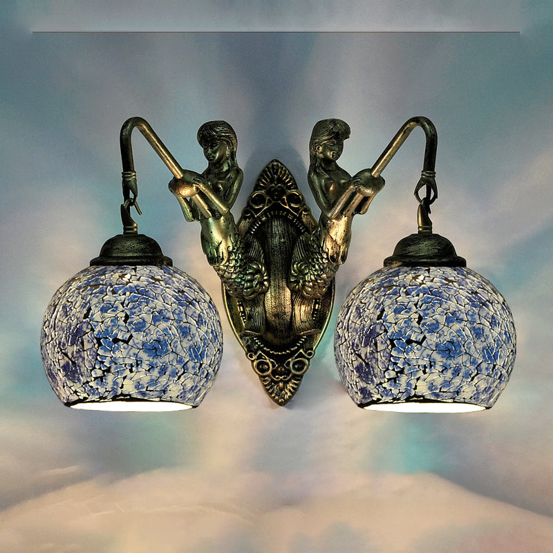 Frendorf | Mermaid Wandverlichting Idee 2 Lichten Handgeslepen Glas Barok Wandlamp in Wit/Geel/Oranje voor Woonkamer