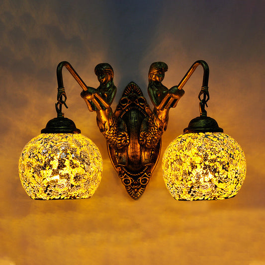 Frendorf | Mermaid Wandverlichting Idee 2 Lichten Handgeslepen Glas Barok Wandlamp in Wit/Geel/Oranje voor Woonkamer