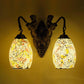 Frendorf | Maestro muur lamp Mediterrane handgesneden glas 2 lichten wit/rood/geel wandlamp fitting
