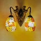 Frendorf | Maestro muur lamp Mediterrane handgesneden glas 2 lichten wit/rood/geel wandlamp fitting