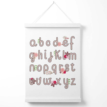 Süßes Alphabet mit pinken Blumen Poster mit Aufhänger