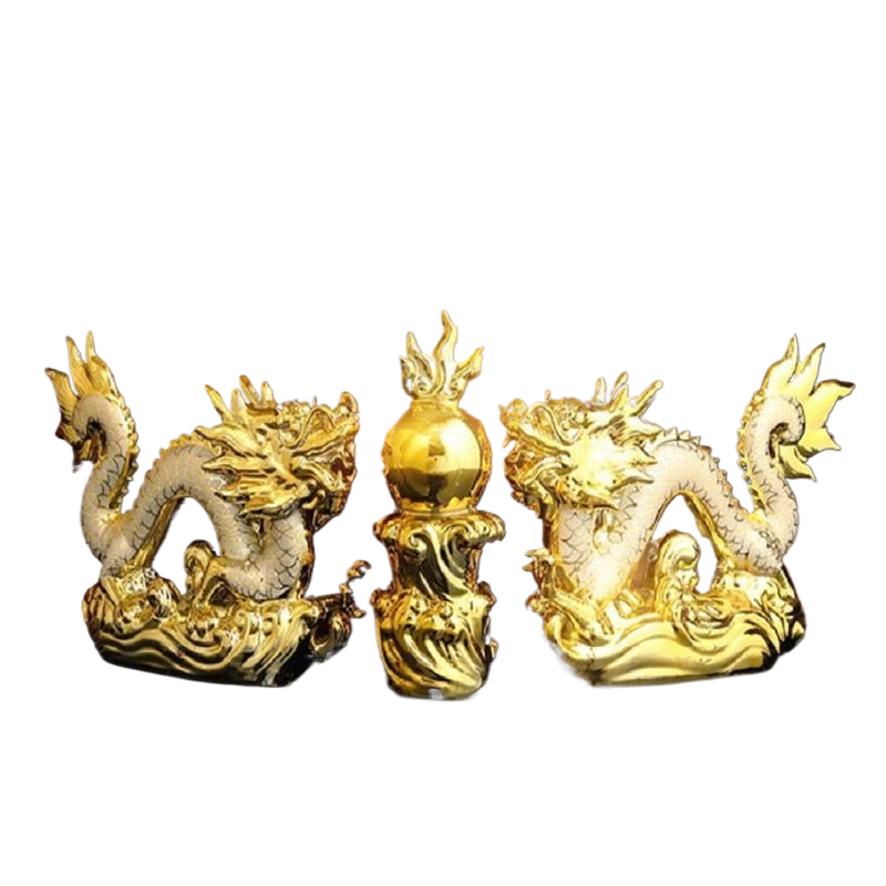 30CM Gutes Glück Goldener Drache Chinesisches Horoskop Zwölf Statue Gold Drache Statue Tiere Skulpturen Figuren Schreibtisch Dekoration