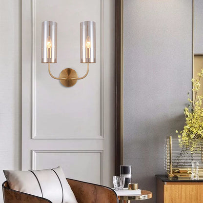 Frendorf | AstraGlas | Glas-Eisen Wandleuchte | 1- oder 2-flammig | Cognac & Hellblau