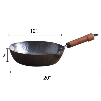 Hammer Gusseisen Bratpfanne, Kohlenstoffstahl Wok, Langlebige Antihaftpfannen