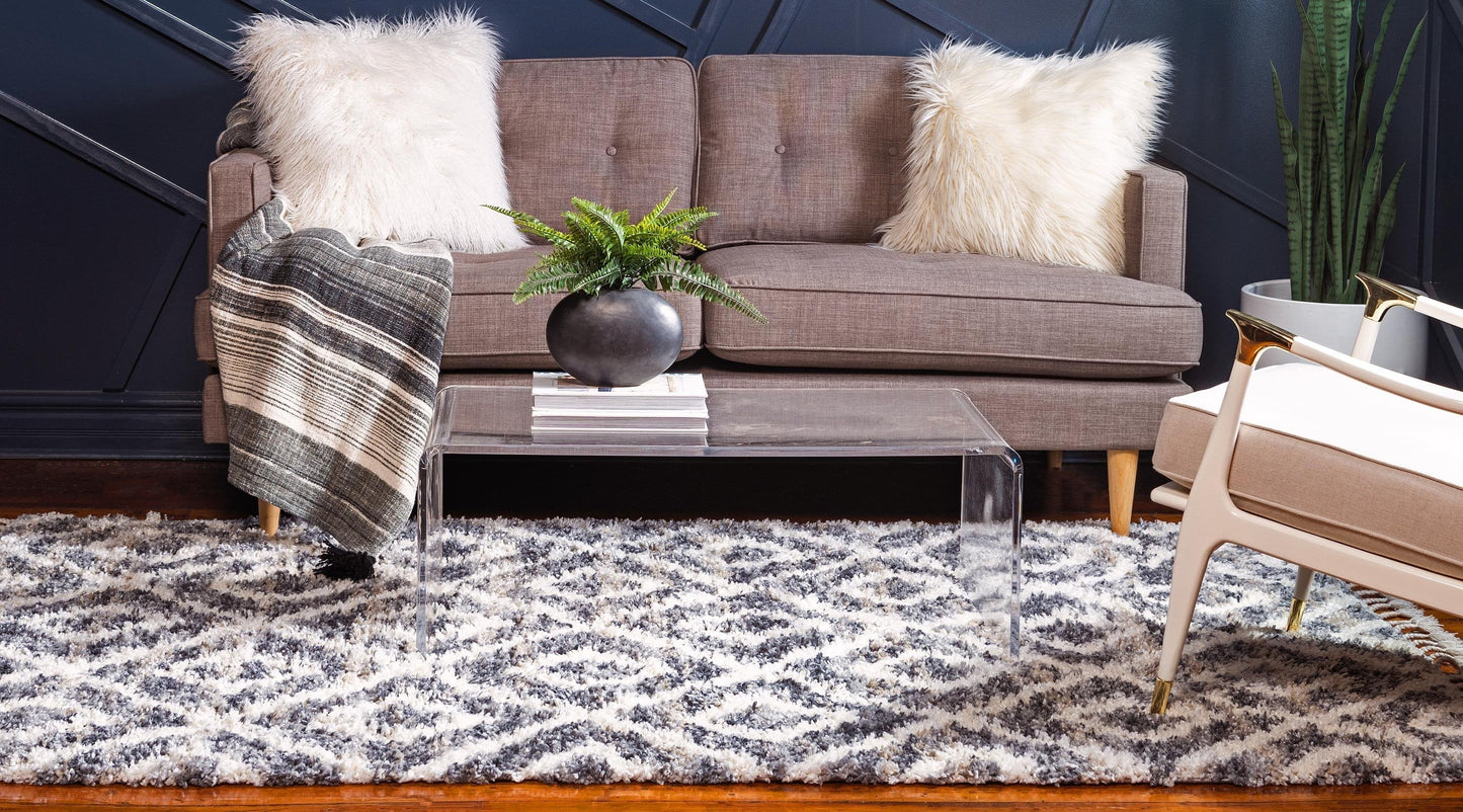 Frendorf | DiamondLuxe Shag - Teppich mit Diamantmuster | Shaggy Hochflorteppich | Weich & Modern | Perfekt für Wohnzimmer