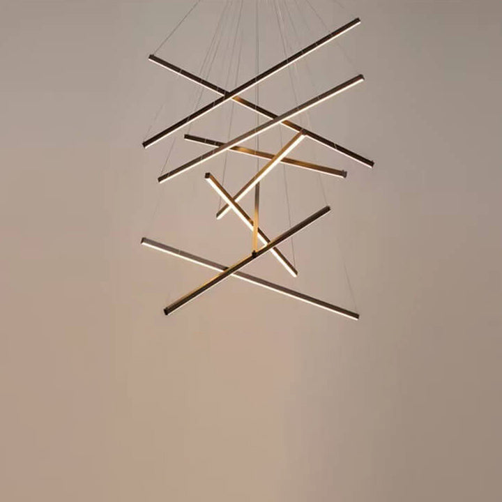 Frendorf | GeoLuma Nordic LED Kronleuchter | Geometrisches Linien-Design aus Eisen & Aluminium | 3-9 Flammen | Modern & Energieeffizient