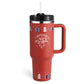 40 Oz Tumbler mit Griff Strohhalm isoliert