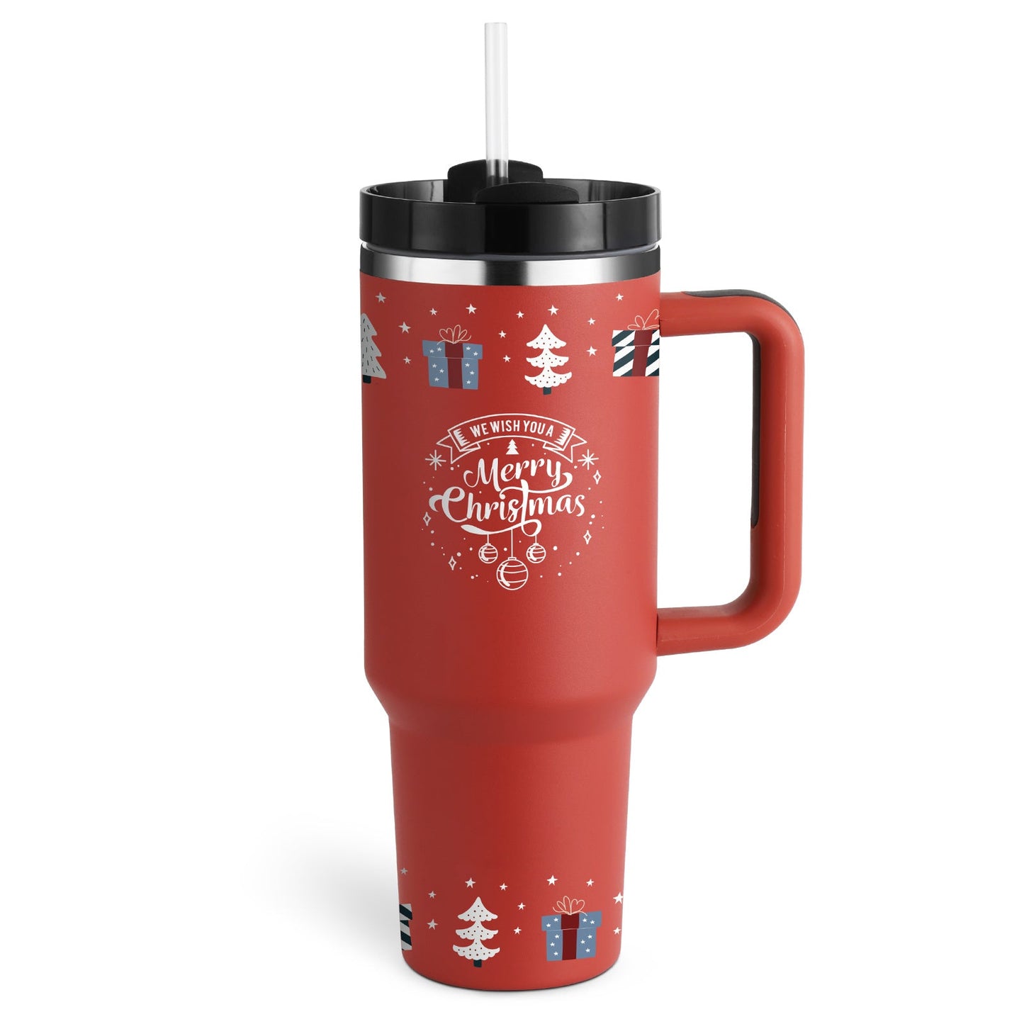 40 Oz Tumbler mit Griff Strohhalm isoliert