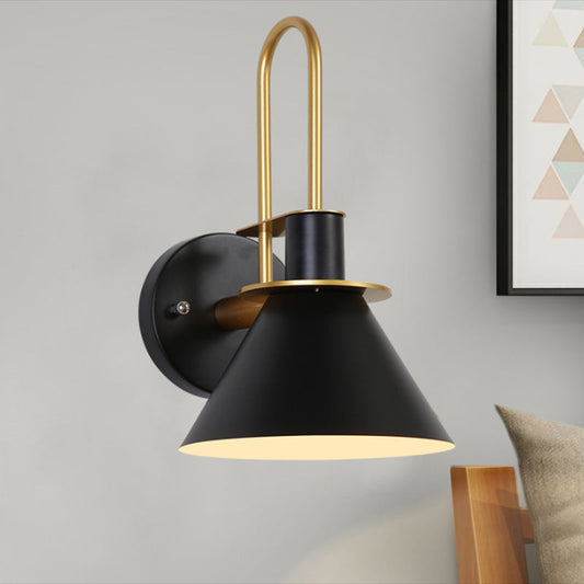 Frendorf | 1 Light Nightstand Wall Mounted Light Simple Black/White/Green Wall Lamp with Conical Metal Shade
