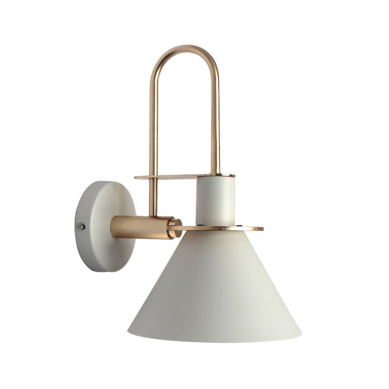 Frendorf | 1 Light Nightstand Wall Mounted Light Simple Black/White/Green Wall Lamp with Conical Metal Shade