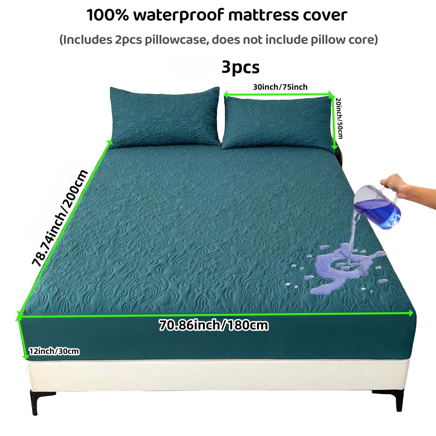 3-teiliger wasserdichter Matratzenschoner Set – Atmungsaktiv, Staubdicht, Rutschfest, Maschinenwaschbar, Spannbettlaken mit tiefem Pocket für alle Jahreszeiten