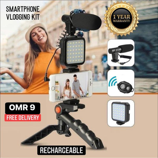 Frendorf | Professionelles Videomikrofon-Set mit Stativ und LED-Videoleuchte