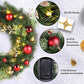 16 Zoll Weihnachtskranz mit 40 warmen LED-Leuchten, realistische PE-Fichte mit roten und goldenen Ornamenten, batteriebetrieben, sichere und langlebige Urlaub Dekoration für Zuhause