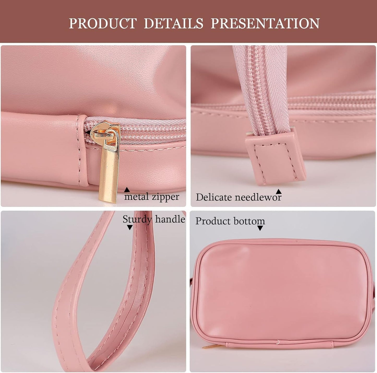 Frendorf | Abiudeng Große Make-up Tasche, Doppelschicht Kosmetiktasche, Reise Make-up Tasche, Leder Make-up Tasche, Kosmetische Reisetaschen, Tragbare Leder Kulturbeutel, Geräumige Kosmetiktasche für Frauen und Mädchen