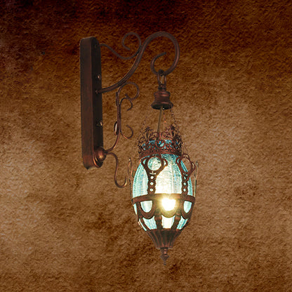 Tiffany Urn Wandleuchte 1 Licht Rot/ Gelb/ Blau Glas Wandleuchte aus Bronze für Restaurant