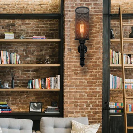 Frendorf | 1 Lichtmetalen Wandverlichting Industrieel Zwart Draadgaas Slaapkamer Wandlamp Verlichtingsarmatuur