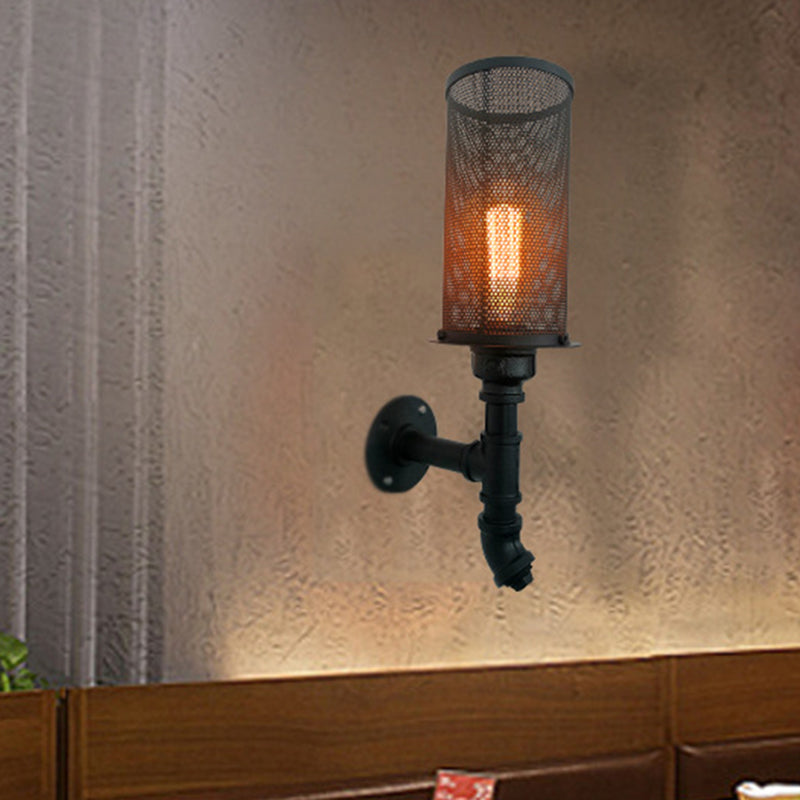 Frendorf | 1 Lichtmetalen Wandverlichting Industrieel Zwart Draadgaas Slaapkamer Wandlamp Verlichtingsarmatuur