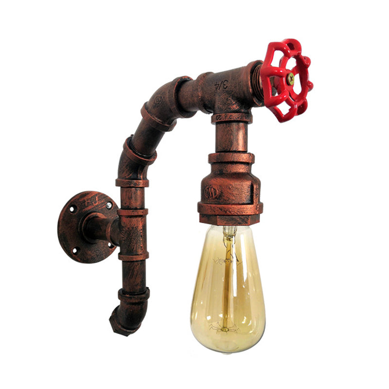 Frendorf | Metalen Bare Bulb Wandgemonteerde Pijp Licht Vintage 1 Licht Eetkamer Wandlamp in Verouderd Zilver/Weerbestendig Koper