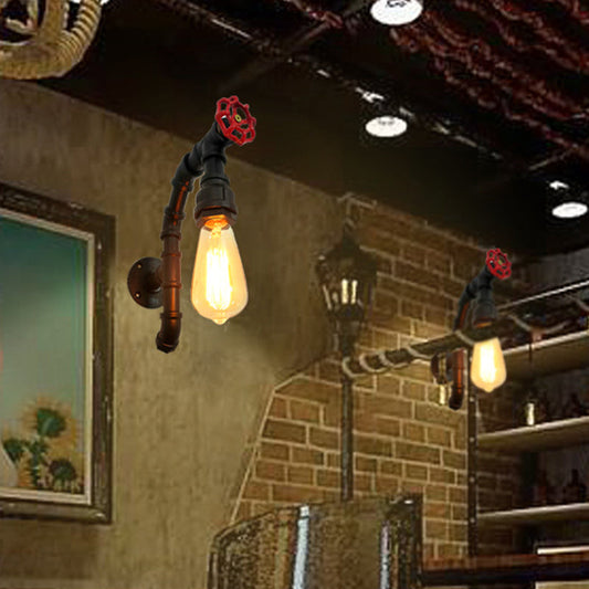 Frendorf | Metalen Bare Bulb Wandgemonteerde Pijp Licht Vintage 1 Licht Eetkamer Wandlamp in Verouderd Zilver/Weerbestendig Koper