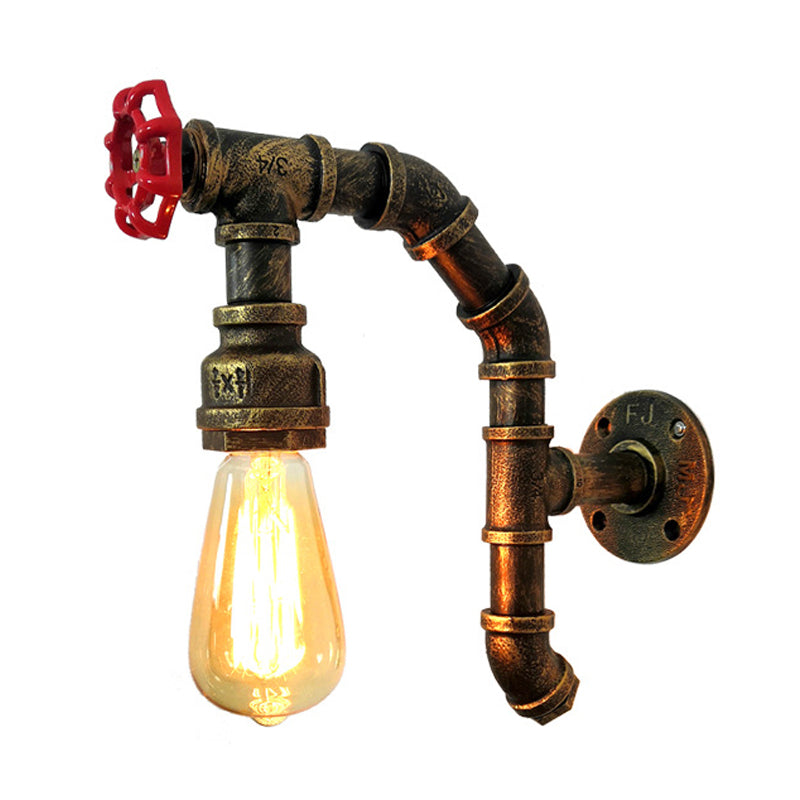 Frendorf | Metalen Bare Bulb Wandgemonteerde Pijp Licht Vintage 1 Licht Eetkamer Wandlamp in Verouderd Zilver/Weerbestendig Koper