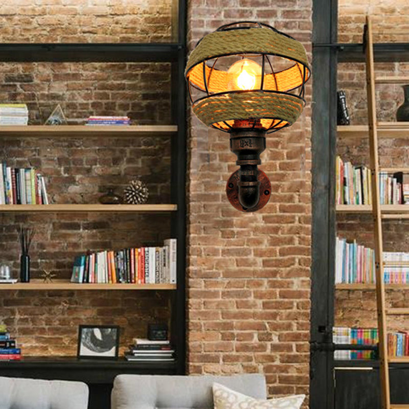 Globe Metall Wandleuchte Industrie 1 Licht Wohnzimmer Wandbeleuchtung in wetterbeständigem Kupfer