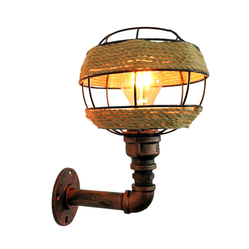 Frendorf | Globe Metalen Wandlamp Industrie 1 Licht Woonkamer Wandverlichting in Verweerd Koper
