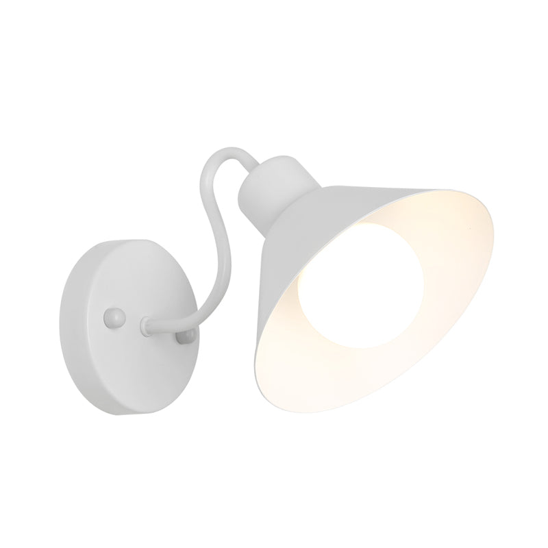 Frendorf | 1 Licht Schlafzimmer Wandlampe Industrieller Stil Weiß/Schwarz Wandleuchte mit Kegel Metallschirm