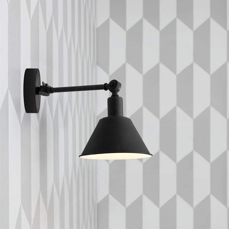 Frendorf | Cone Metall Wandbeleuchtung Industrieller Stil 1 Licht Schlafzimmer Wandleuchte Lampe in Weiß/Schwarz