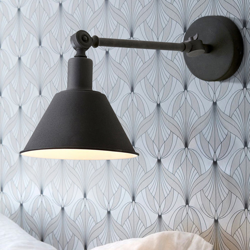 Frendorf | Cone Metall Wandbeleuchtung Industrieller Stil 1 Licht Schlafzimmer Wandleuchte Lampe in Weiß/Schwarz