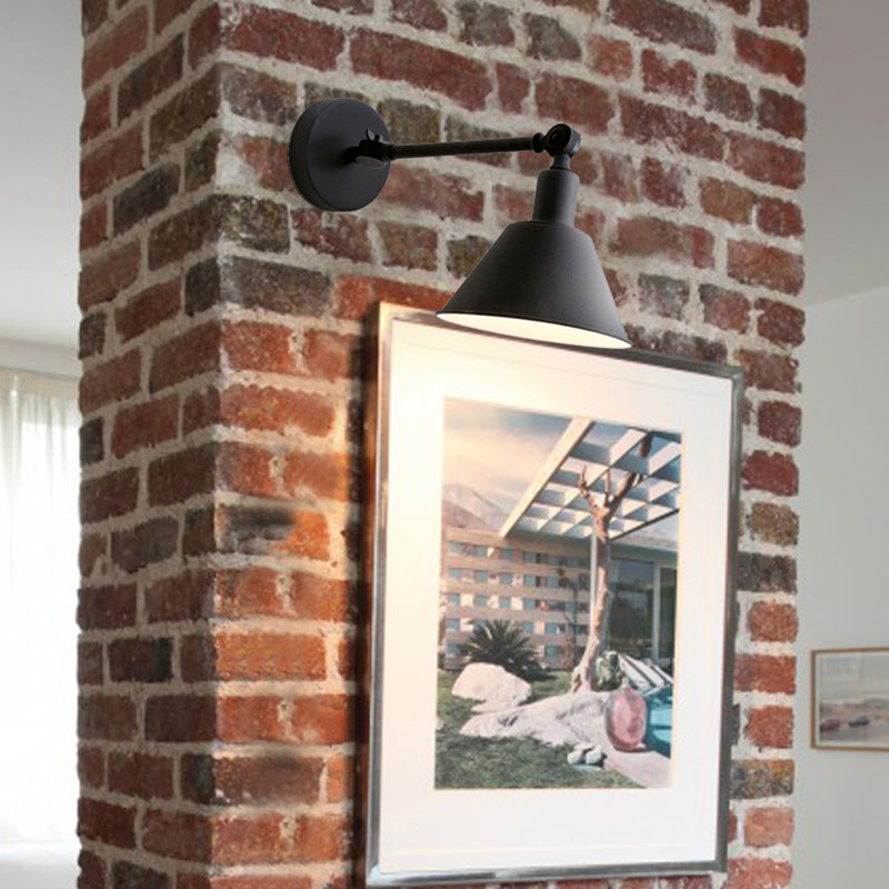 Frendorf | Cone Metall Wandbeleuchtung Industrieller Stil 1 Licht Schlafzimmer Wandleuchte Lampe in Weiß/Schwarz