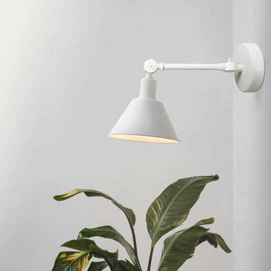 Frendorf | Cone Metall Wandbeleuchtung Industrieller Stil 1 Licht Schlafzimmer Wandleuchte Lampe in Weiß/Schwarz