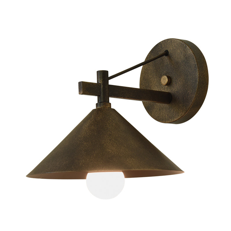 Metallkonus Wandleuchte Vintage 1 Licht Außenwandleuchte in Schwarz/Antik Messing/Alter Silber