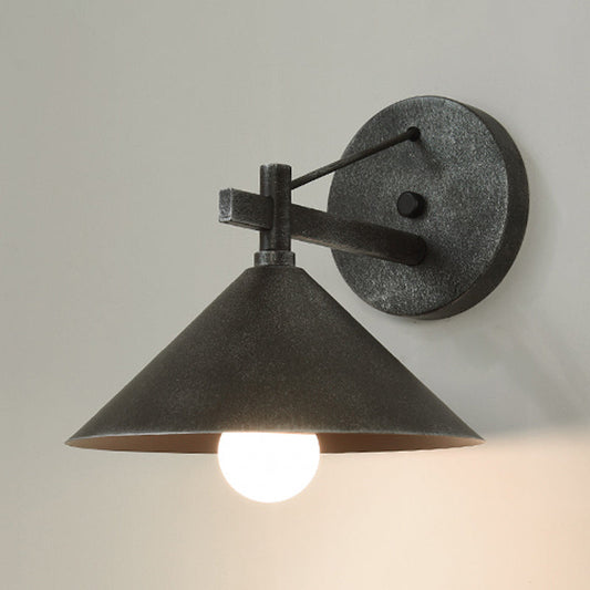 Metallkonus Wandleuchte Vintage 1 Licht Außenwandleuchte in Schwarz/Antik Messing/Alter Silber
