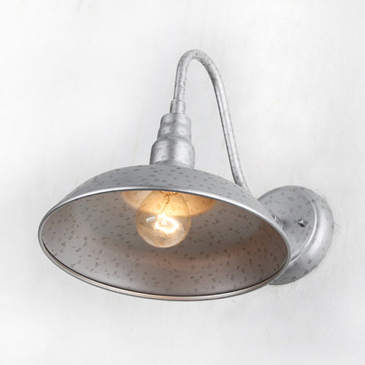 Frendorf | 10"/14" Breite 1 Licht Kuppel Wandlampe Industrie Silber Metall Außenbeleuchtung