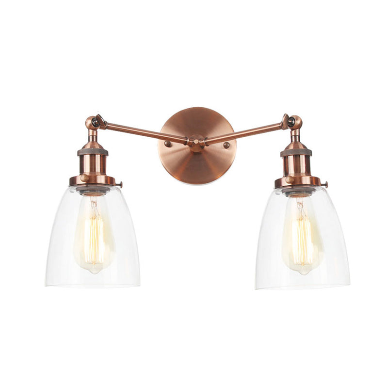 Frendorf | Tapered Clear Glass Wandlamp Industrieel 2 Lichten Binnen Sconces Verlichtingsarmatuur in Zwart/Bronze/Brass