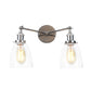 Frendorf | Tapered Clear Glass Wandlamp Industrieel 2 Lichten Binnen Sconces Verlichtingsarmatuur in Zwart/Bronze/Brass