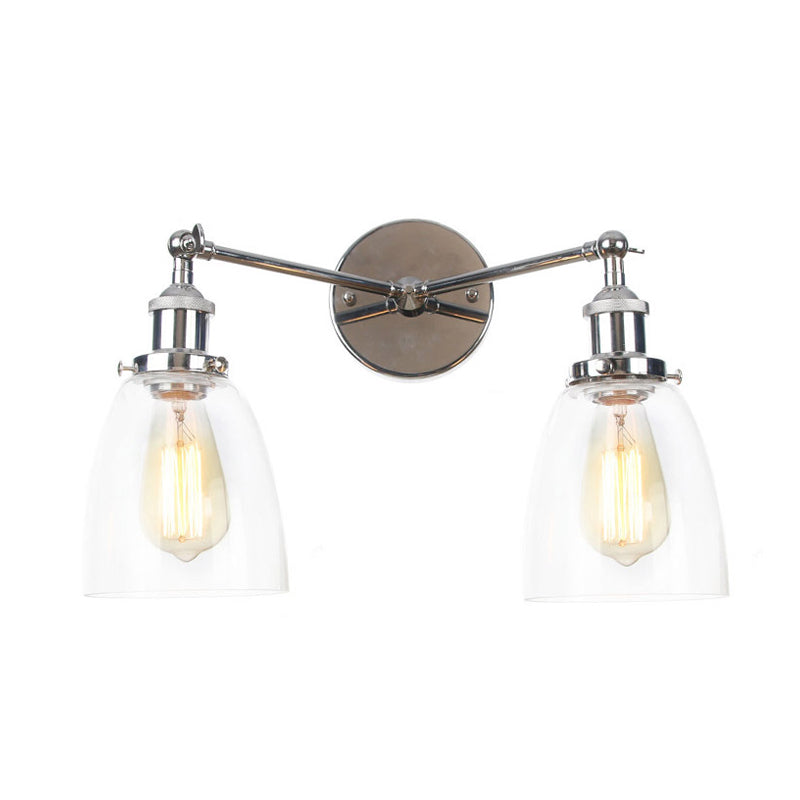 Frendorf | Tapered Clear Glass Wandlamp Industrieel 2 Lichten Binnen Sconces Verlichtingsarmatuur in Zwart/Bronze/Brass
