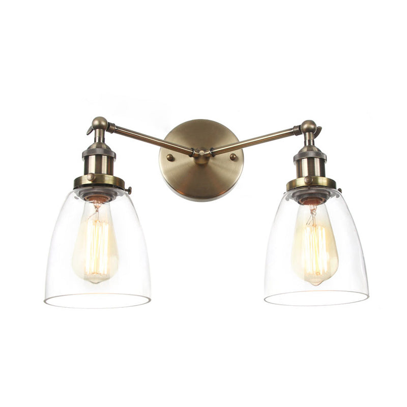 Frendorf | Tapered Clear Glass Wandlamp Industrieel 2 Lichten Binnen Sconces Verlichtingsarmatuur in Zwart/Bronze/Brass