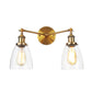 Frendorf | Tapered Clear Glass Wandlamp Industrieel 2 Lichten Binnen Sconces Verlichtingsarmatuur in Zwart/Bronze/Brass