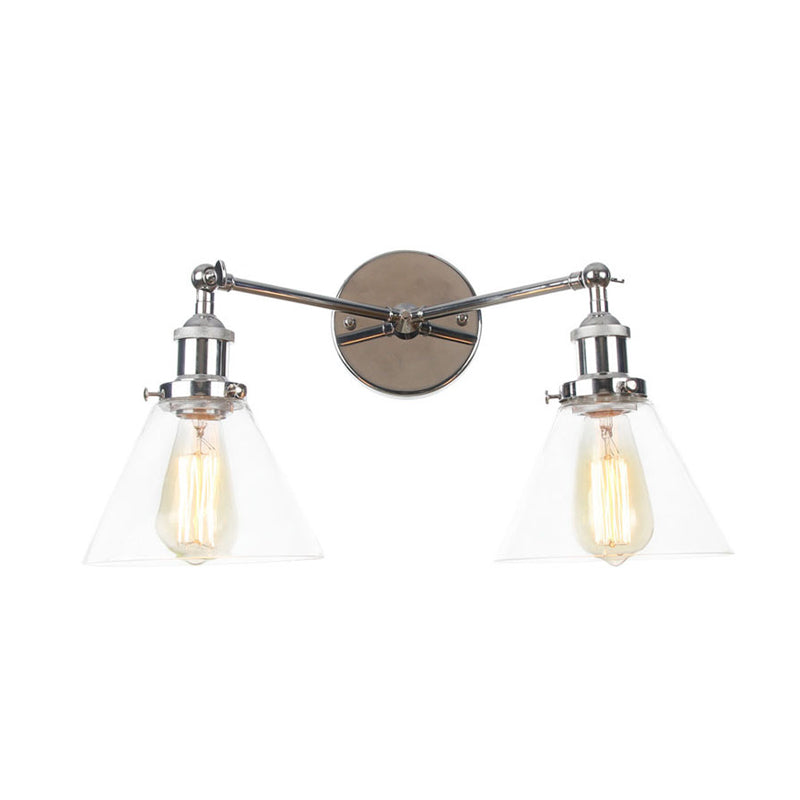 Frendorf | Klarer Glas konische Wandmontage Licht Vintage 2 Lichter Wohnzimmer Wandleuchten Leuchte in Schwarz/Messing/Bronze